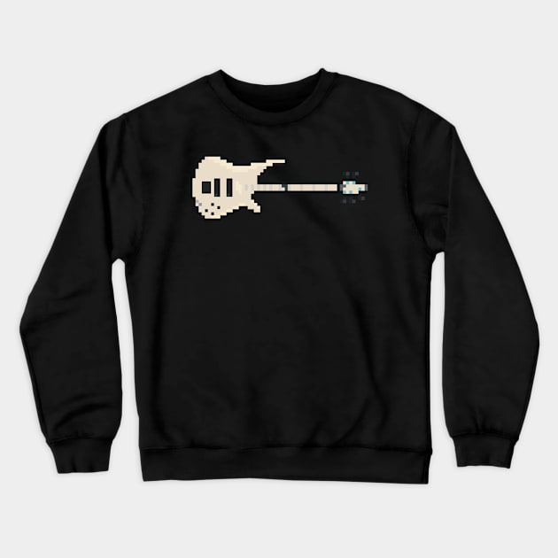 Pixel White K5 Bass Guitar Crewneck Sweatshirt by gkillerb